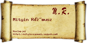 Mityin Rémusz névjegykártya